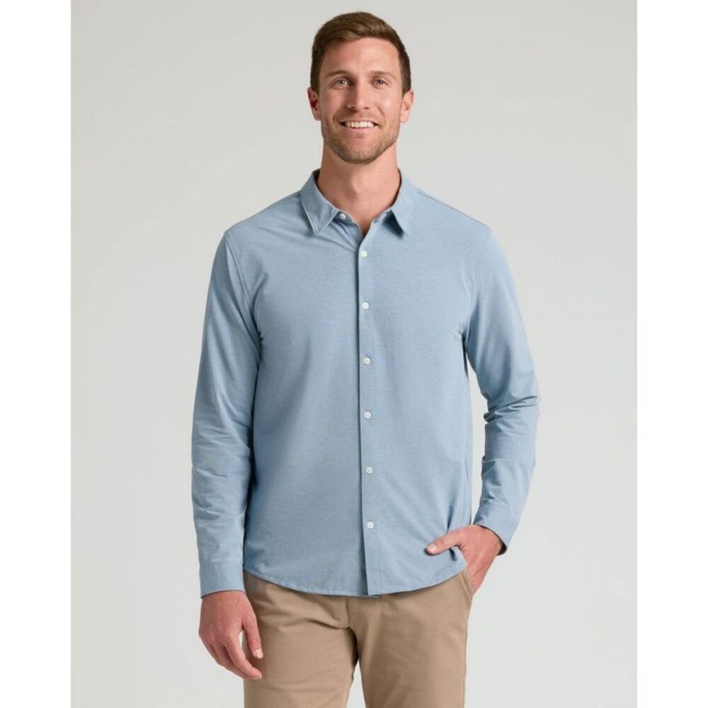 True Classic Men's Stretch Oxford Dress Shirt - Blue XL